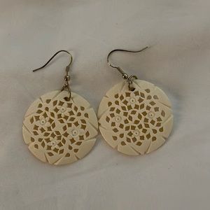 Vintage bone carved earrings